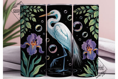 Magical Egret & Iris 20oz Tumbler Wrap Sublimation sassyprint 
