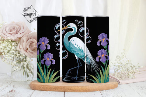 Magical Egret & Iris 20oz Tumbler Wrap Sublimation sassyprint 