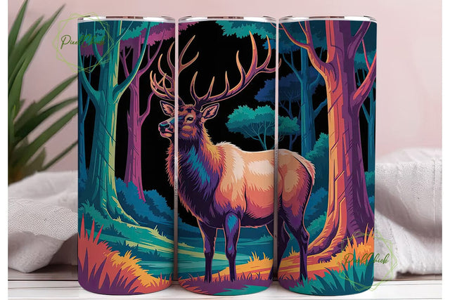 Magical Elk 20oz Tumbler Wrap Sublimation PixelChick 