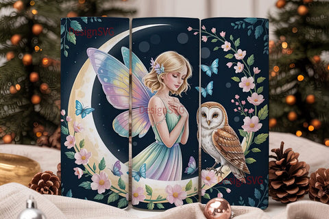 Magical Fairy & Owl 20oz Tumbler Design Sublimation DesignSVG 