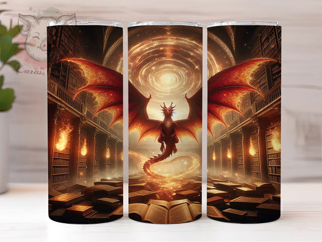 Magical Fantasy Dragon Tumbler, Magical Book Tumbler, 20oz Tumbler Wrap, Sublimation Design, Dragon Lover Gift, Enchanted Book Wrap, Mythical Fantasy Tumbler Sublimation Lara' s Designs 