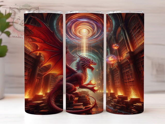 Magical Fantasy Dragon Tumbler, Magical Book Tumbler, 20oz Tumbler Wrap, Sublimation Design, Dragon Lover Gift, Enchanted Book Wrap, Mythical Fantasy Tumbler Sublimation Lara' s Designs 