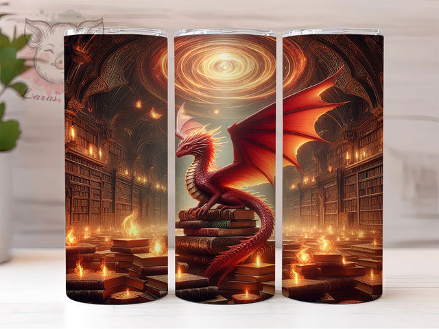 Magical Fantasy Dragon Tumbler, Magical Book Tumbler, 20oz Tumbler Wrap, Sublimation Design, Dragon Lover Gift, Enchanted Book Wrap, Mythical Fantasy Tumbler Sublimation Lara' s Designs 