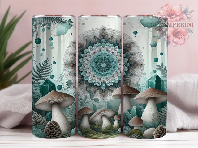 Magical Fantasy Mushroom Tumbler Wrap, Fantasy Forest Wrap, 20Oz Sublimation Design, Nature Cottagecore Cup, Enchanted Woodland Drinkware, Whimsical Mushroom Tumbler, Rustic Forest Wrap Sublimation Li Zamperini 