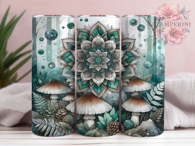 Magical Fantasy Mushroom Tumbler Wrap, Fantasy Forest Wrap, 20Oz Sublimation Design, Nature Cottagecore Cup, Enchanted Woodland Drinkware, Whimsical Mushroom Tumbler, Rustic Forest Wrap Sublimation Li Zamperini 