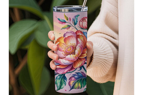 Magical Floral 20oz Tumbler Wrap Sublimation DesignSVG 