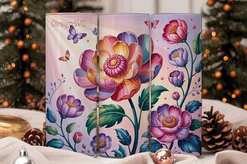 Magical Floral 20oz Tumbler Wrap Sublimation DesignSVG 