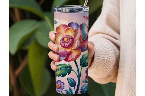 Magical Floral 20oz Tumbler Wrap Sublimation DesignSVG 