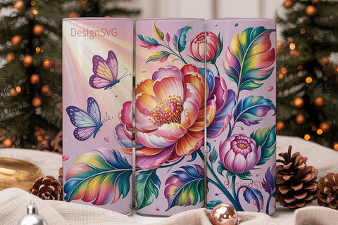 Magical Floral 20oz Tumbler Wrap Sublimation DesignSVG 