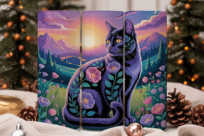 Magical Floral Cat 20oz Tumbler Wrap Sublimation DesignSVG 