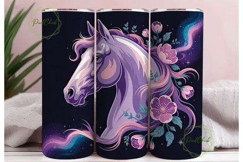 Magical Floral Horse 20oz Tumbler Wrap Sublimation PixelChick 