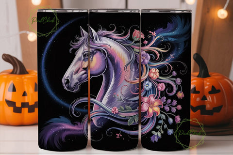 Magical Floral Horse 20oz Tumbler Wrap Sublimation PixelChick 