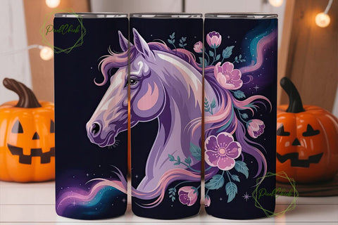 Magical Floral Horse 20oz Tumbler Wrap Sublimation PixelChick 