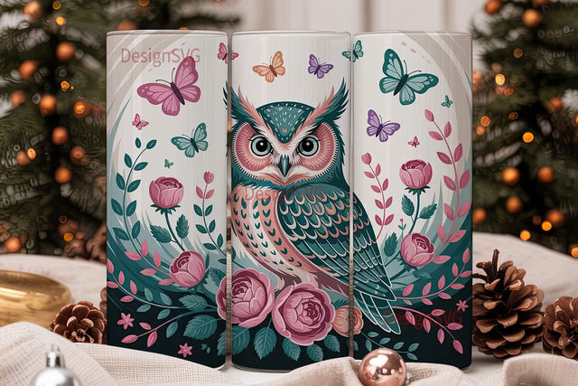 Magical Floral Owl 20oz Tumbler Wrap Sublimation DesignSVG 