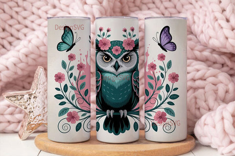 Magical Floral Owl 20oz Tumbler Wrap Sublimation DesignSVG 