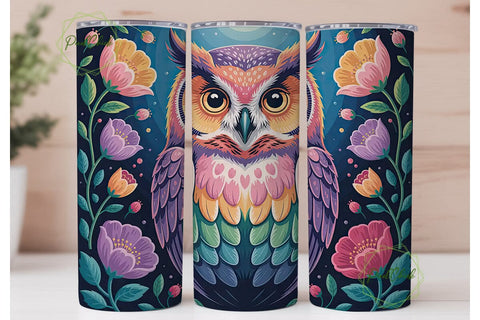 Magical Floral Owl 20oz Tumbler Wrap Sublimation PixelChick 