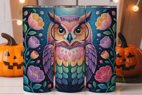Magical Floral Owl 20oz Tumbler Wrap Sublimation PixelChick 