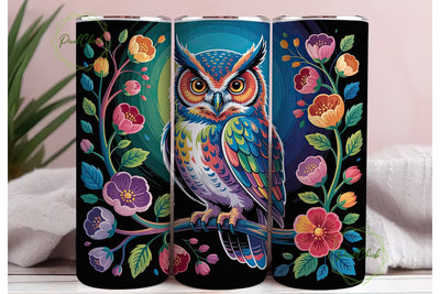 Magical Floral Owl 20oz Tumbler Wrap Sublimation PixelChick 