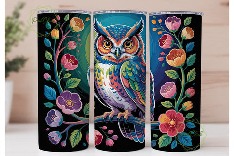 Magical Floral Owl 20oz Tumbler Wrap Sublimation PixelChick 