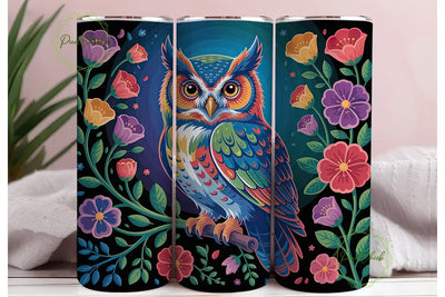 Magical Floral Owl 20oz Tumbler Wrap Sublimation PixelChick 