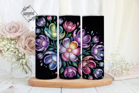 Magical Flowers 20oz Tumbler Wrap Sublimation sassyprint 