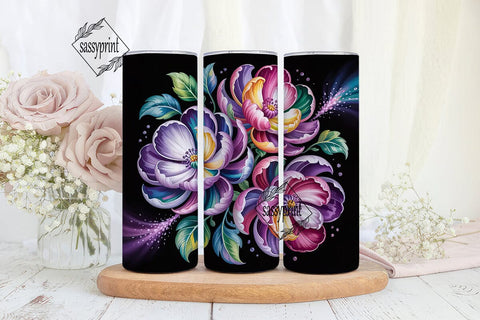 Magical Flowers 20oz Tumbler Wrap Sublimation sassyprint 