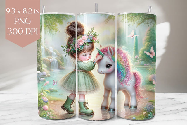 Magical Forest Unicorn & Girl Tumbler Wrap Sublimation BijouBay 
