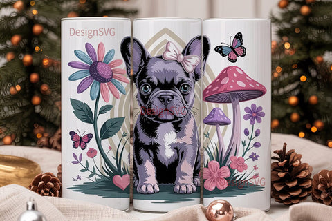 Magical French Bulldog 20oz Tumbler Wrap Sublimation DesignSVG 