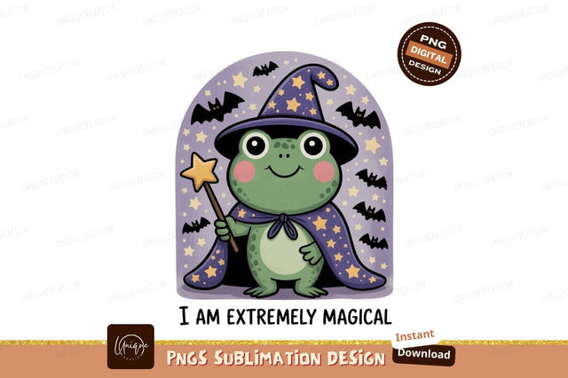 Magical frog wizard with star wand cape Sublimation Designangry 