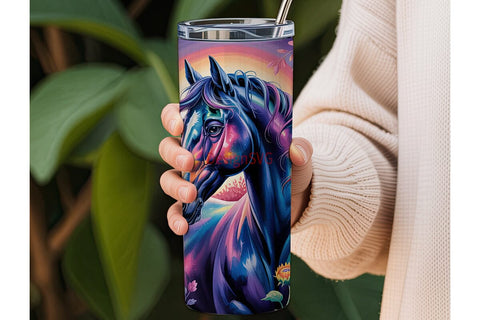Magical Galaxy Horse 20oz Tumbler Wrap Sublimation DesignSVG 