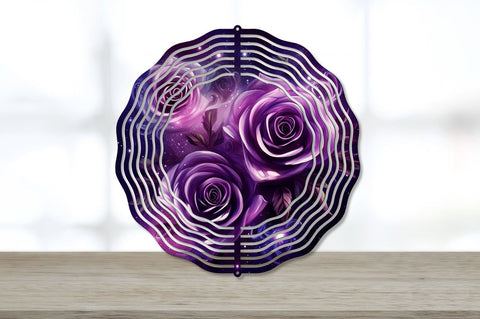 Magical Galaxy Purple Roses Wind Spinner Sublimation Regulrcrative 