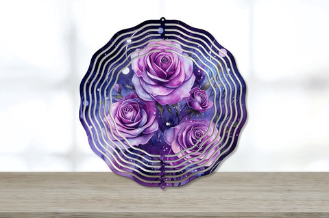 Magical Galaxy Purple Roses Wind Spinner Sublimation Regulrcrative 