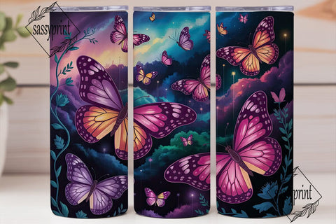 Magical Glowing Butterflies 20oz Tumbler Sublimation sassyprint 