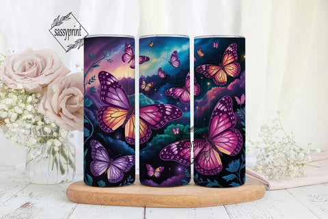 Magical Glowing Butterflies 20oz Tumbler Sublimation sassyprint 