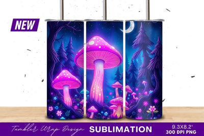 Magical Glowing Mushroom Forest Tumbler Png Sublimation Regulrcrative 