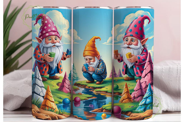 Magical Gnomes Landscape Tumbler Wrap Sublimation PixelChick 