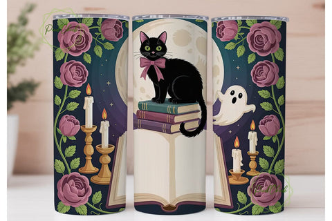 Magical Halloween Cat 20oz Tumbler Wrap Sublimation PixelChick 