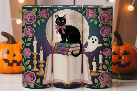 Magical Halloween Cat 20oz Tumbler Wrap Sublimation PixelChick 