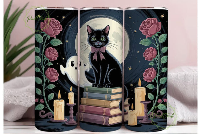 Magical Halloween Cat 20oz Tumbler Wrap Sublimation PixelChick 