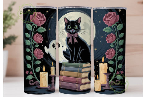 Magical Halloween Cat 20oz Tumbler Wrap Sublimation PixelChick 
