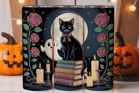 Magical Halloween Cat 20oz Tumbler Wrap Sublimation PixelChick 