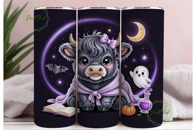 Magical Halloween Cow 20oz Tumbler Wrap Sublimation PixelChick 