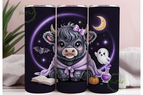 Magical Halloween Cow 20oz Tumbler Wrap Sublimation PixelChick 