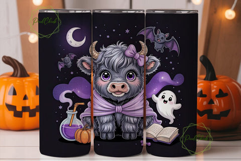 Magical Halloween Cow 20oz Tumbler Wrap Sublimation PixelChick 