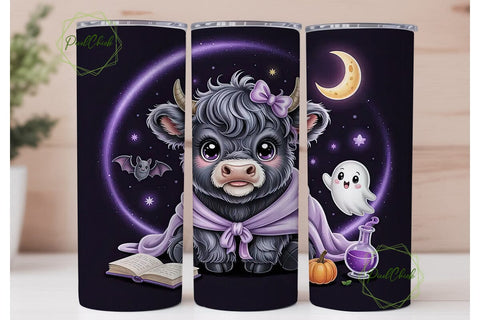 Magical Halloween Cow 20oz Tumbler Wrap Sublimation PixelChick 