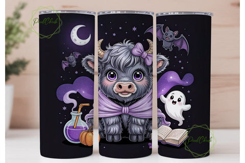 Magical Halloween Cow 20oz Tumbler Wrap Sublimation PixelChick 
