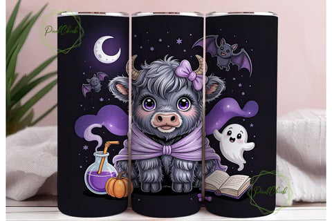 Magical Halloween Cow 20oz Tumbler Wrap Sublimation PixelChick 