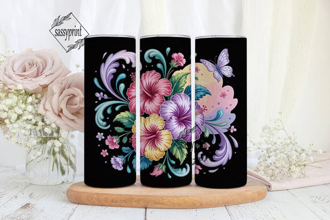 Magical Hibiscus Flowers 20oz Tumbler Sublimation sassyprint 