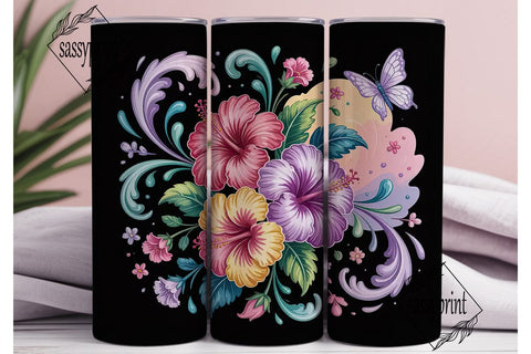 Magical Hibiscus Flowers 20oz Tumbler Sublimation sassyprint 