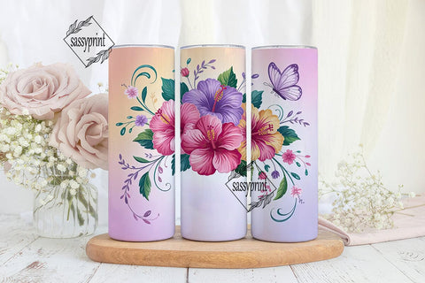 Magical Hibiscus Flowers 20oz Tumbler Sublimation sassyprint 